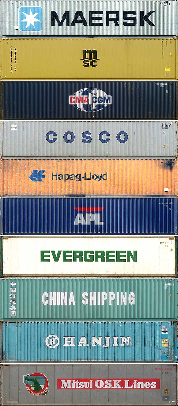 containers of shipping lines